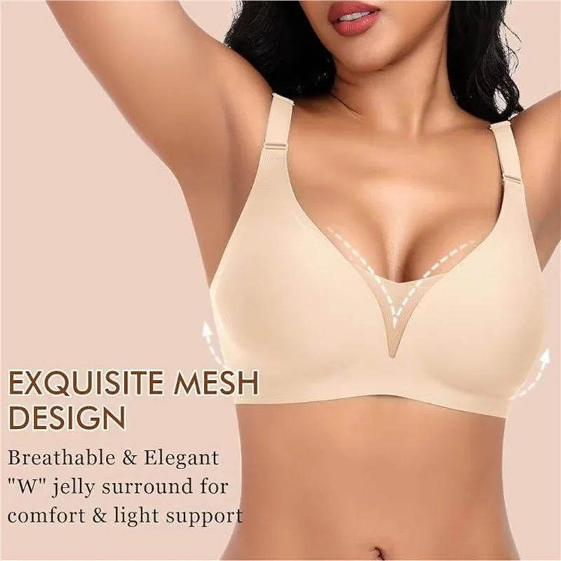 S-2XL Push-Up Seamless Bras For Women Non-wire Brassiere V-neck Bralette Removable Pads Sports No Trace Underwear Sexy Lingerie
