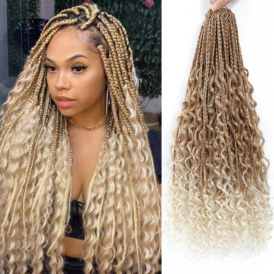 20 pollici Crochet Hair Goddess Box trecce all'uncinetto capelli sintetici bohémien trecce estensioni capelli Boho intrecciare i capelli per le donne nere