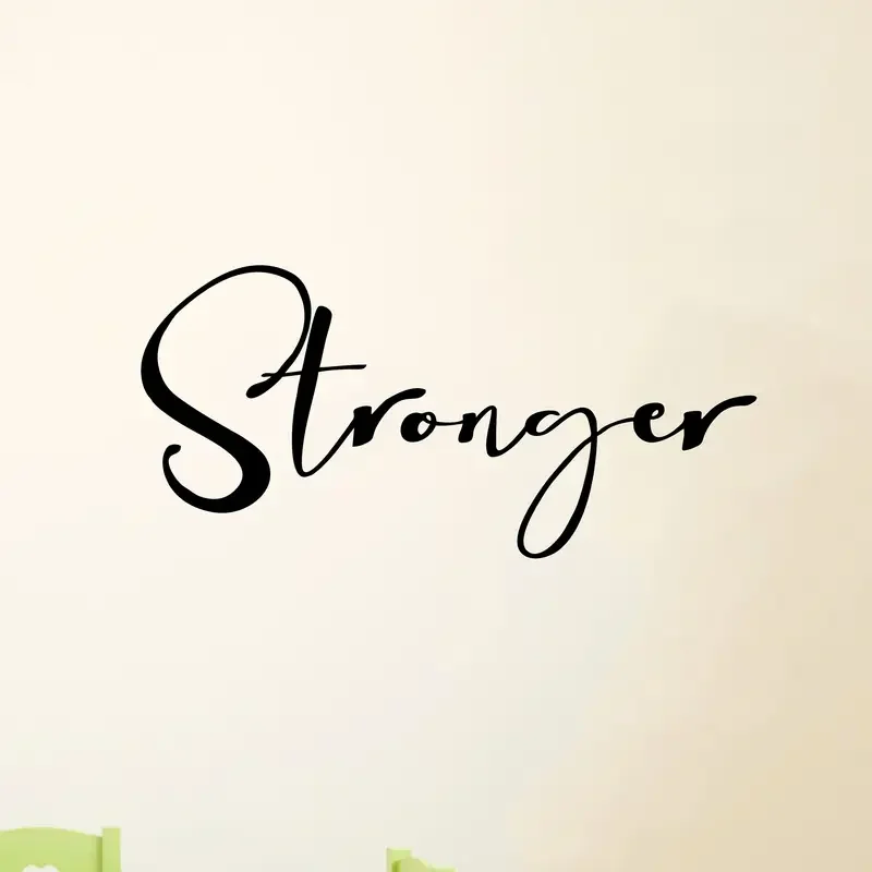 Stronger Motivational Wall Decal - Self-Adhesive Vinyl Fitness Sticker with Matte Finish, Classic Cursive Design for Home Gym, B
