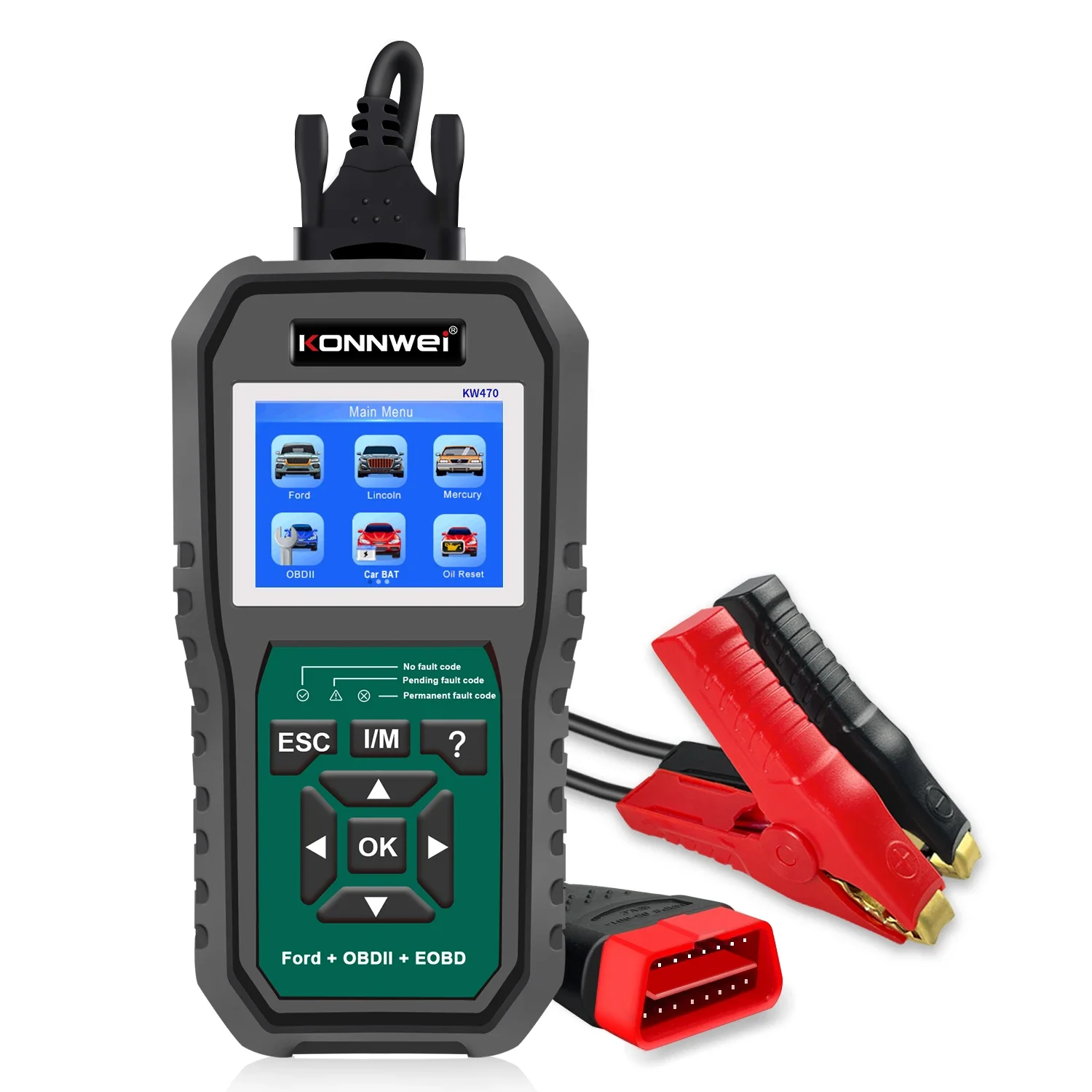 Professional OBD2 Scanner Konnwei KW470 Full OBD2 Functions ABS SRS Scan Tool with Active Test 3 Service Oil/SAS/BMS Reset Tool