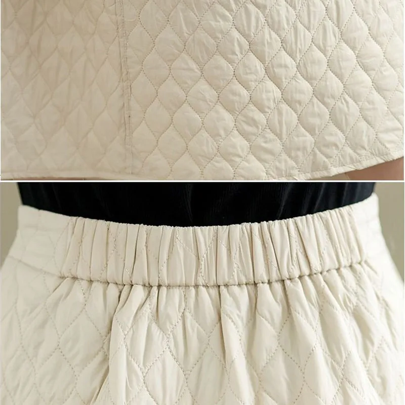 Gonna a clip in cotone Lingge antivento da donna Mezza gonna da donna 2025 Nuovo autunno inverno Gonna lunga a trapezio calda e di bell'aspetto Versatile