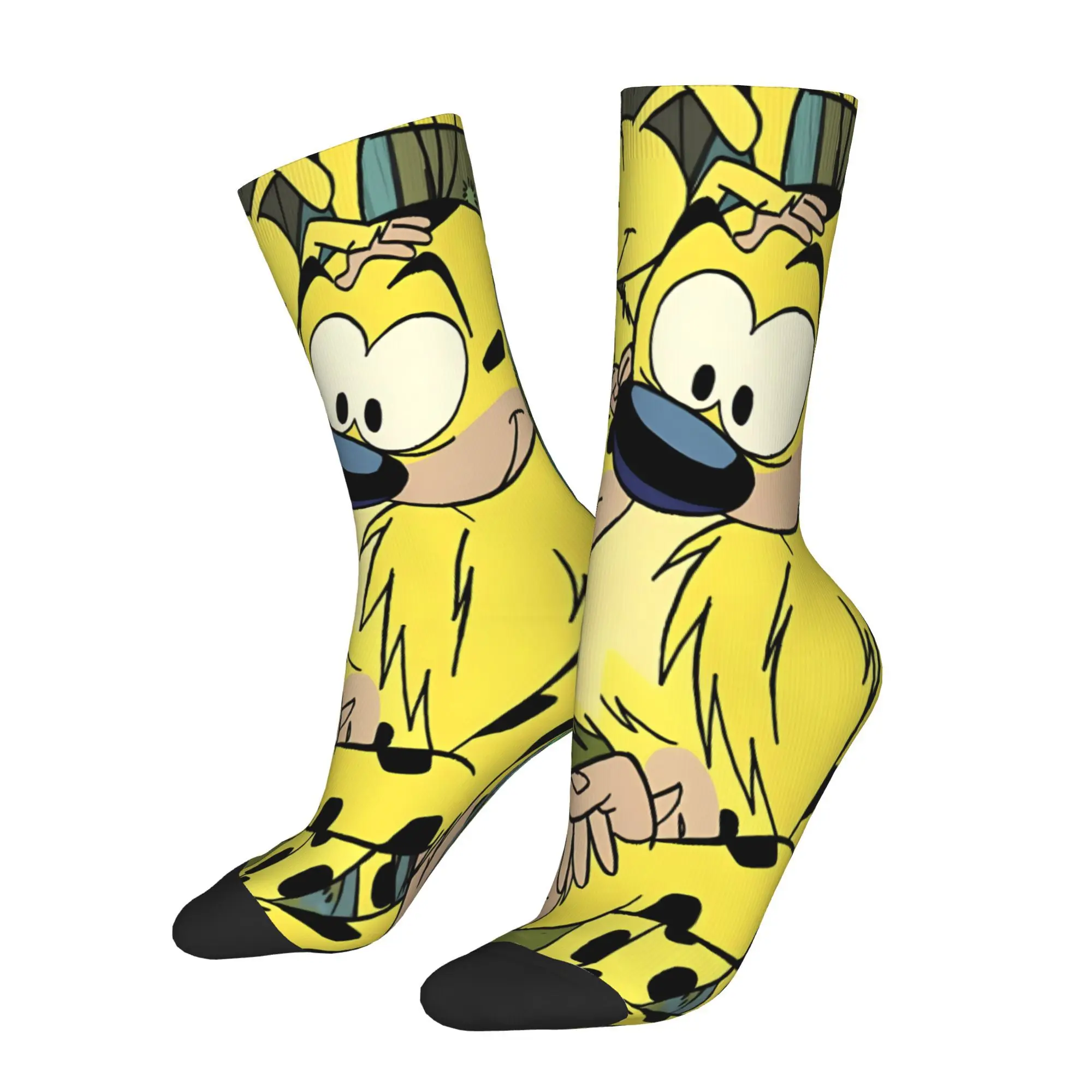 

Marsupilami Yellow Leopard Cartoon Cycling Crew Socks for Men Moisture Novelty All Season Sports Socks