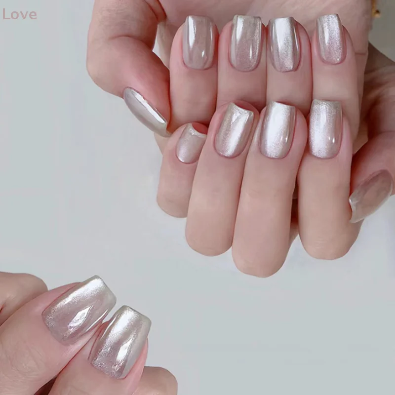 [L & P] 30 قطعة ضغط قصير على الأظافر أورورا القط عيون راقصة الباليه النقي الديكور يمكن ارتداؤها الأظافر كاذبة غطاء كامل مسمار نصائح الفن