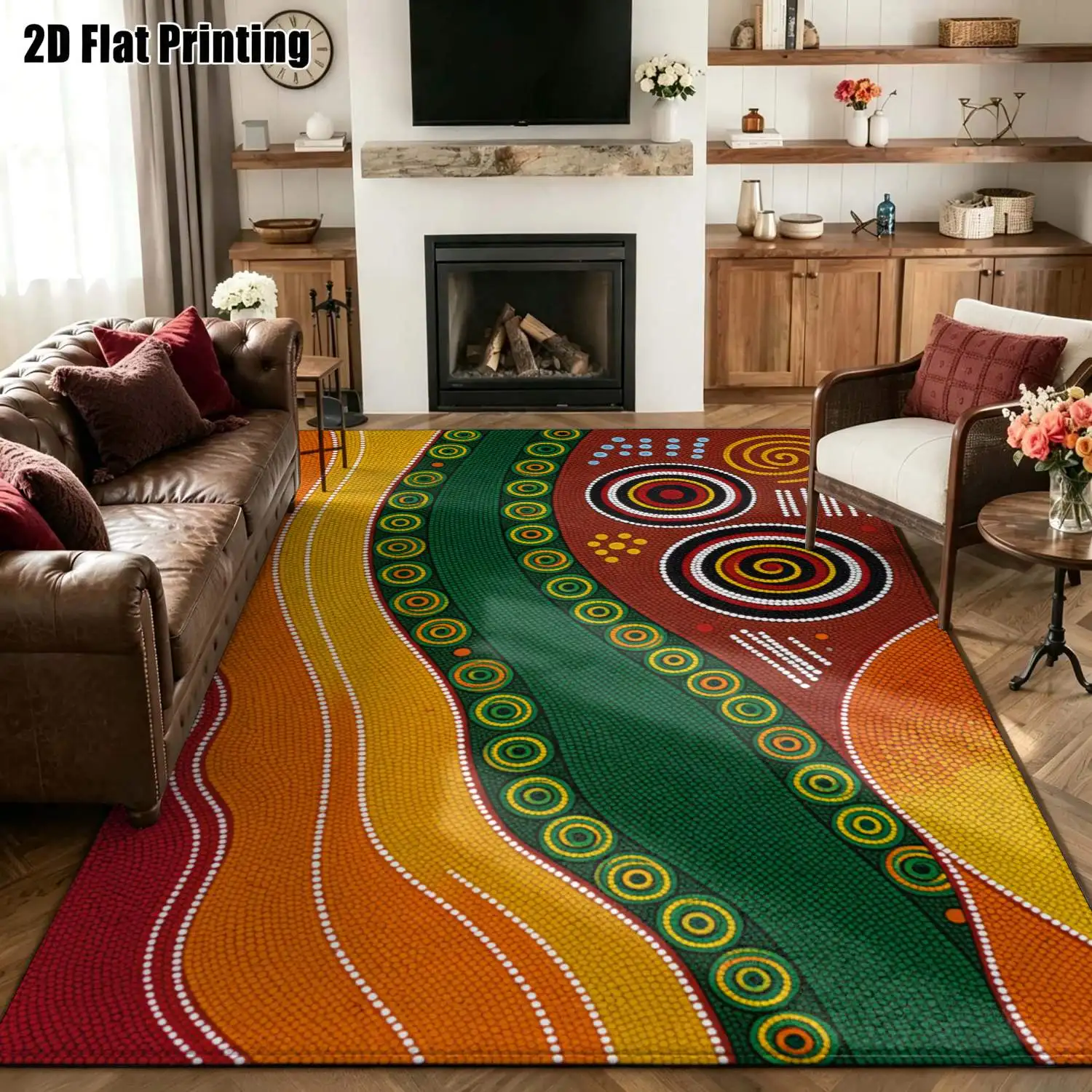 1Pc 2D Printed Colorful Abstract Art Nordic Modern Minimalist European Geometric Striped Bohemian Carpet: Home Decor, Multi-Size, Machine Washable, for Entrance, Dining, Foyer, Bedroom, Living Room