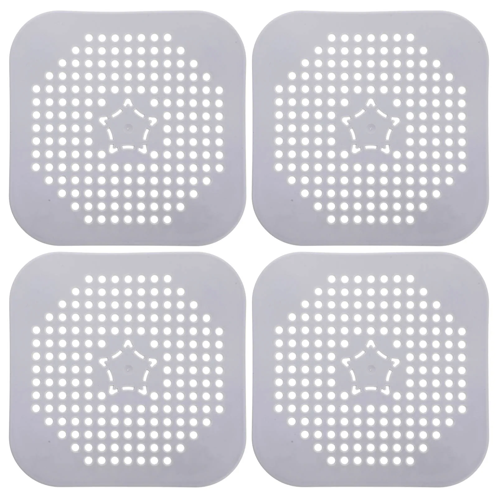 

4pcs Silicone Floor Square Kitchen Strainer Non-Clogging Design Easy To Clean Bathroom Sewer Shower Hair Catcher Bathtub Drain