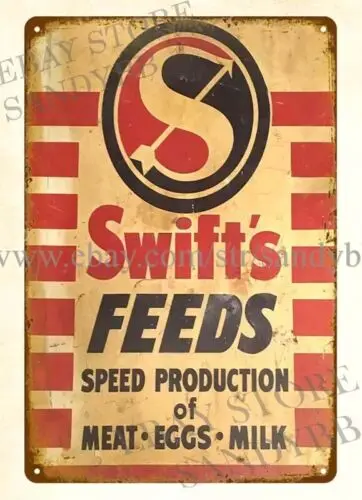 1pcs SWIFT'S FEEDS farm barn agriculture metal tin sign modern kitchen wall decor