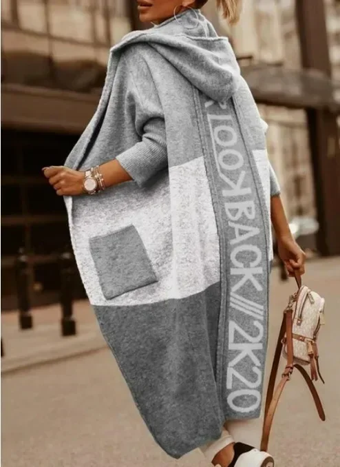 Knit Sweater Women Cardigans Spring Autumn Winter Letter Maxi Loose Soft Coat Korean Long Knitted Jacket Cardigan Sweater