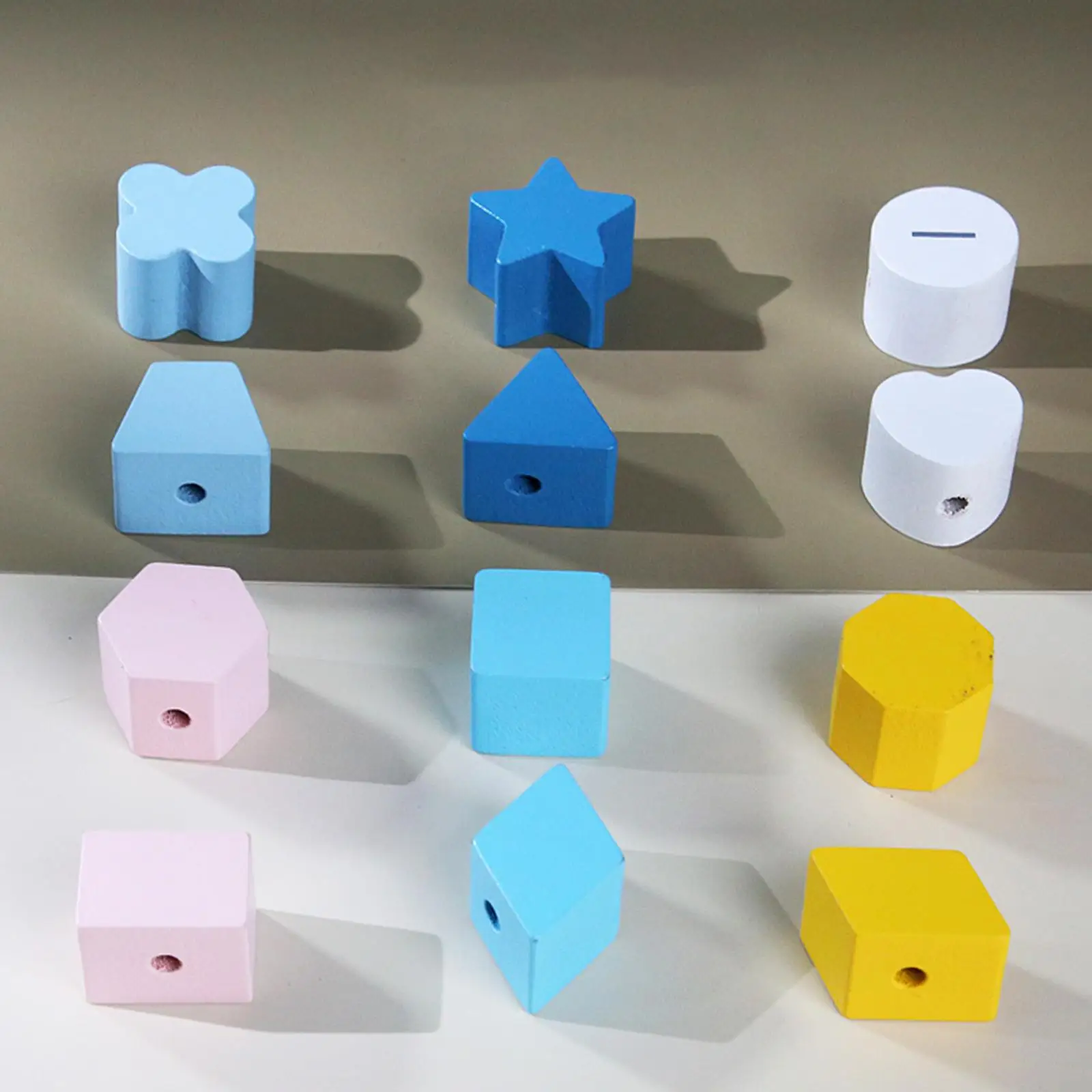 木製ビーズのおもちゃ-カラフルな幾何学ブロック-屋外の幼児向け教育玩具