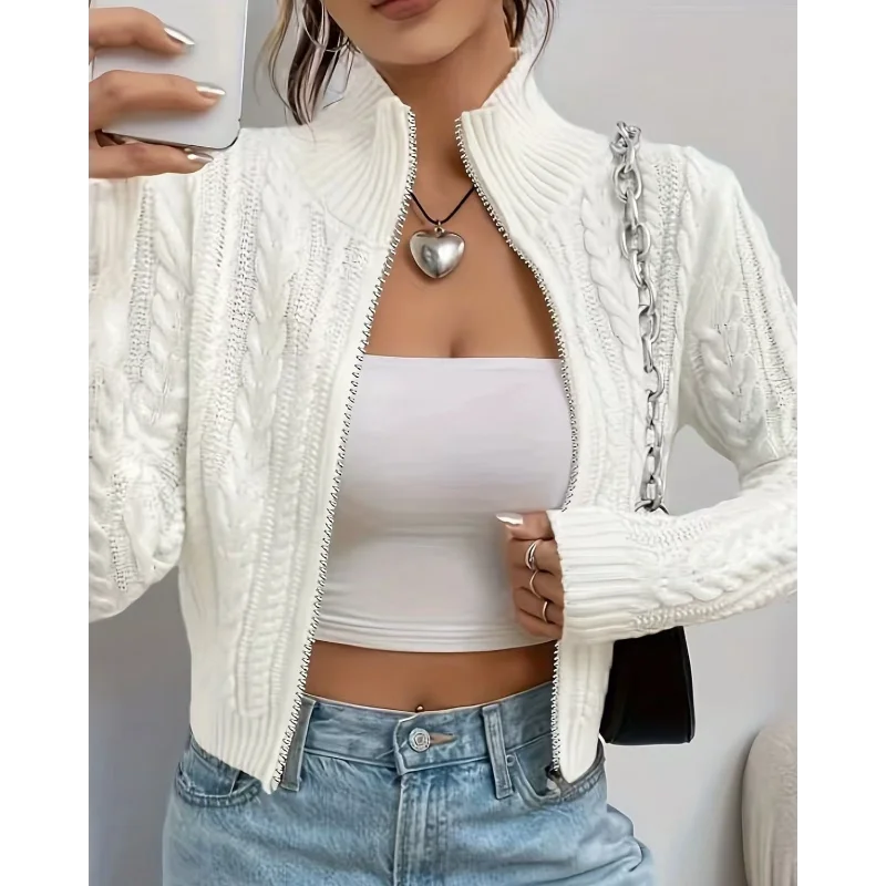 Haut en tricot fin déchiré avec sens du Design ajouré pour le printemps et l'automne, chemisier d'extérieur ample et polyvalent de couleur unie pour femmes