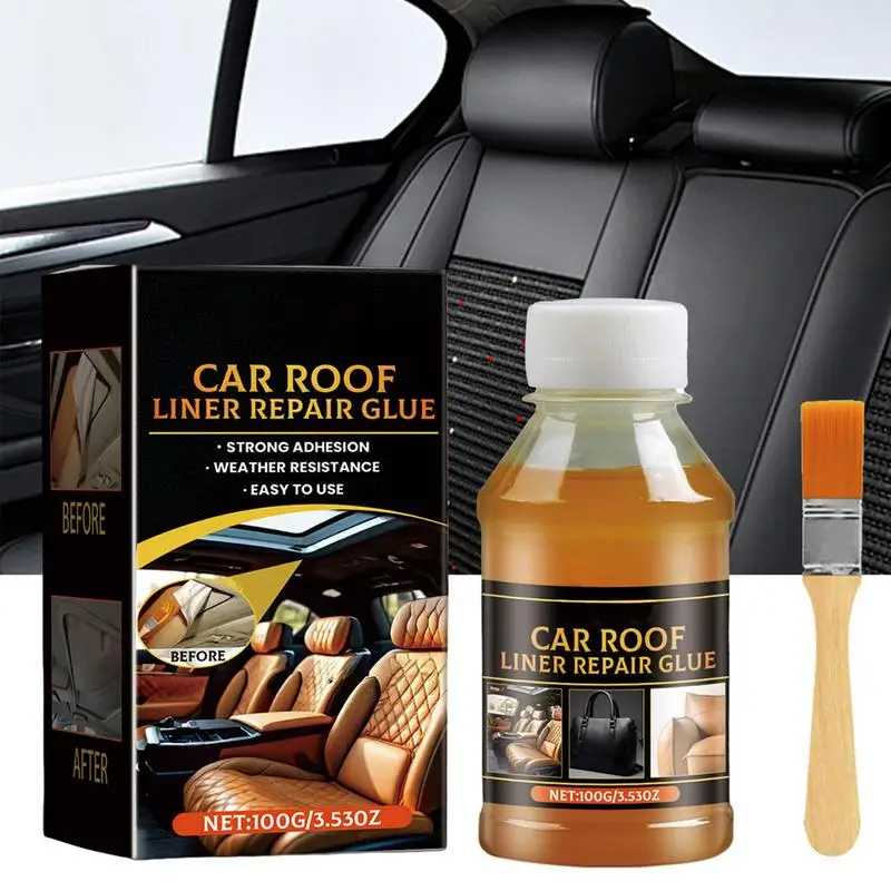 Car Roof Liner Repair Glue With Brush 100ml Fast Dry Strong Fabric Liquid Glue Adhesio Glue  Leather Repair  Adhesive