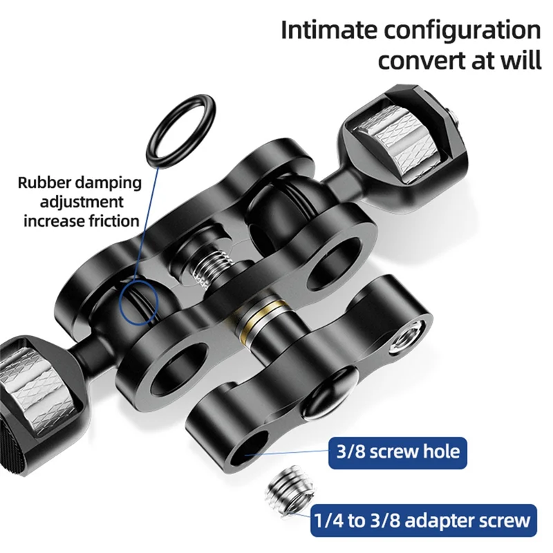 Magic Arm With Dual Ball Head For Tripod Phone Clip 1/4Inch Screw For LED Light LCD Monitor Microphone