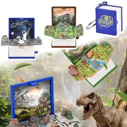 Handheld Game Folding Book Keychain Creative Dinosaur Space Castle Keyring Football Match 3D Book Stress Relieve Toy Children