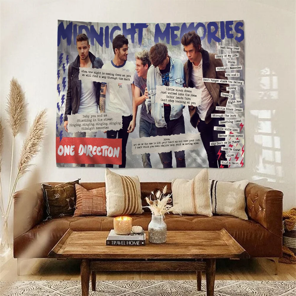 Rock-one-Directions Anime Tapestry Hanging Tarot Hippie Wall Rugs Dorm Home Decor