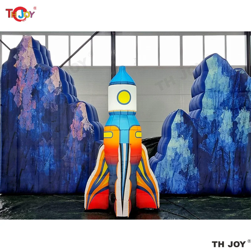 6m wide Inflatable Rock Mountain Stone Hills With Sun and Rocket