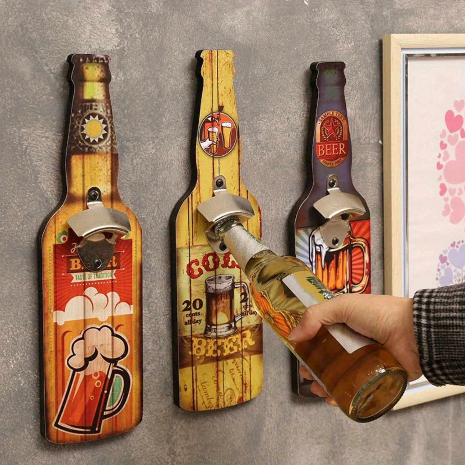 

"Nostalgic" 1pc Cast Iron Wall-Mounted Bottle Opener - Unique Decor for Restaurants, Bars, and BBQ Shops