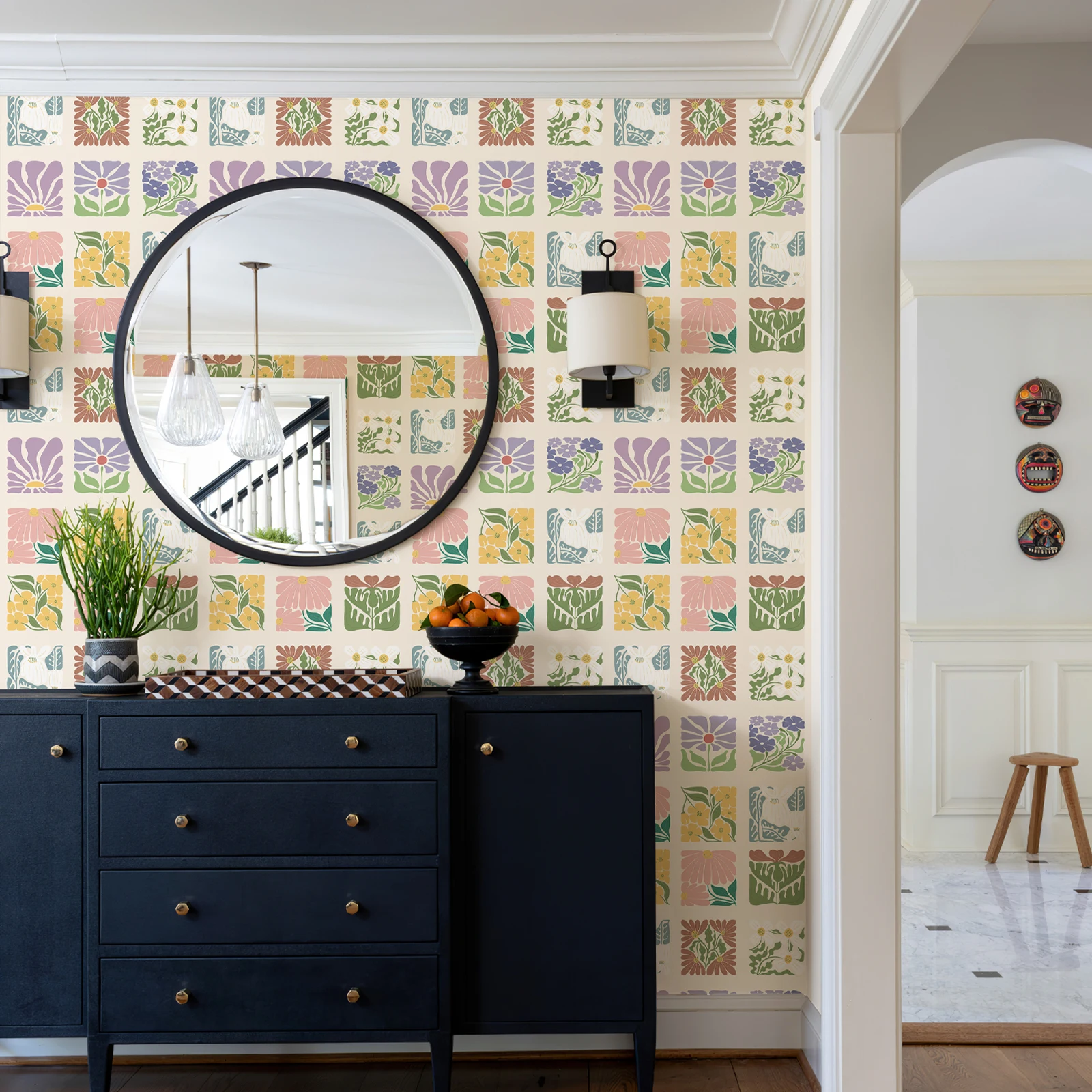Color Fresh Flowers Sun Rainbow Wallpapaer Self Adhesive Flower For Living Room Bathroom Makeover