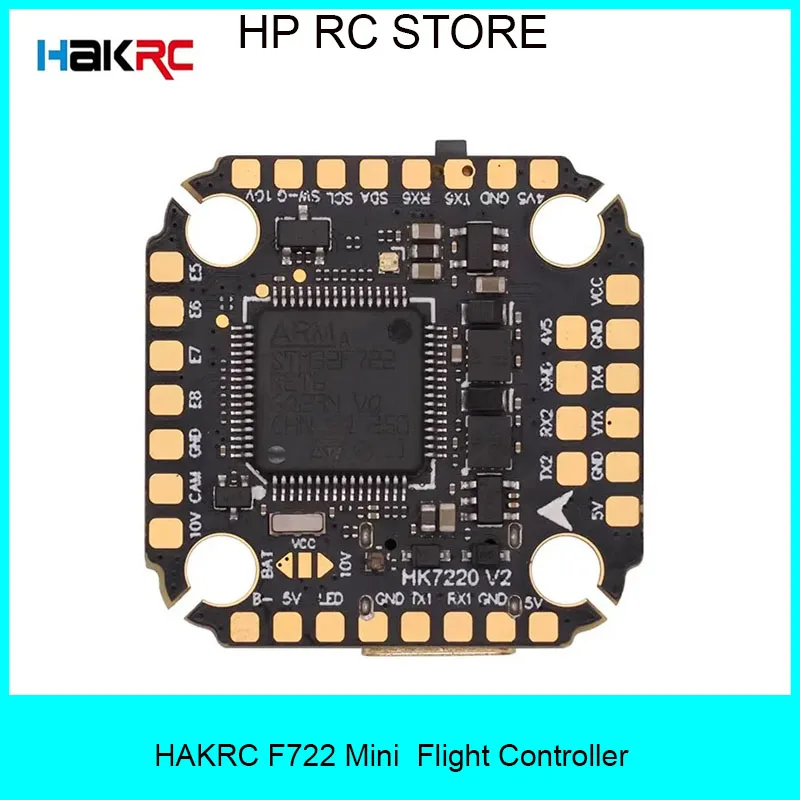 

HAKRC F722 V2 Mini Flight Controller 5V/10V Dual BEC Barometer Dual Gyroscope 20x20MM 2-6S Suitable for RC FPV Freestyle Drone