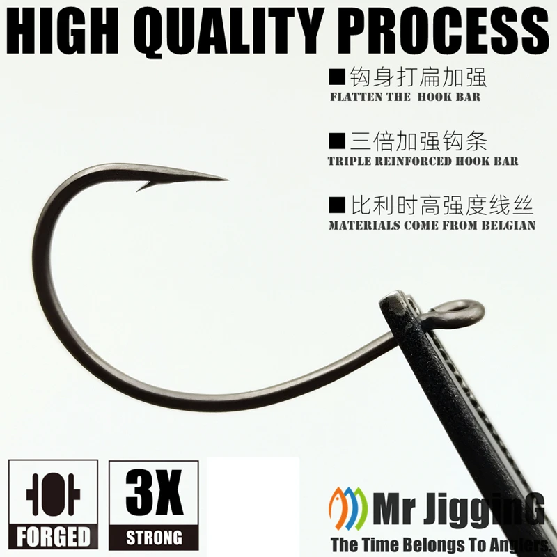 السيد JigginG PTFE سوبر الشريحة أحمق هوك ل قطرة النار كرنك دودة صيد السمك الفولاذ المقاوم للصدأ إزاحة هوك إغراء الصيد الملحقات #2