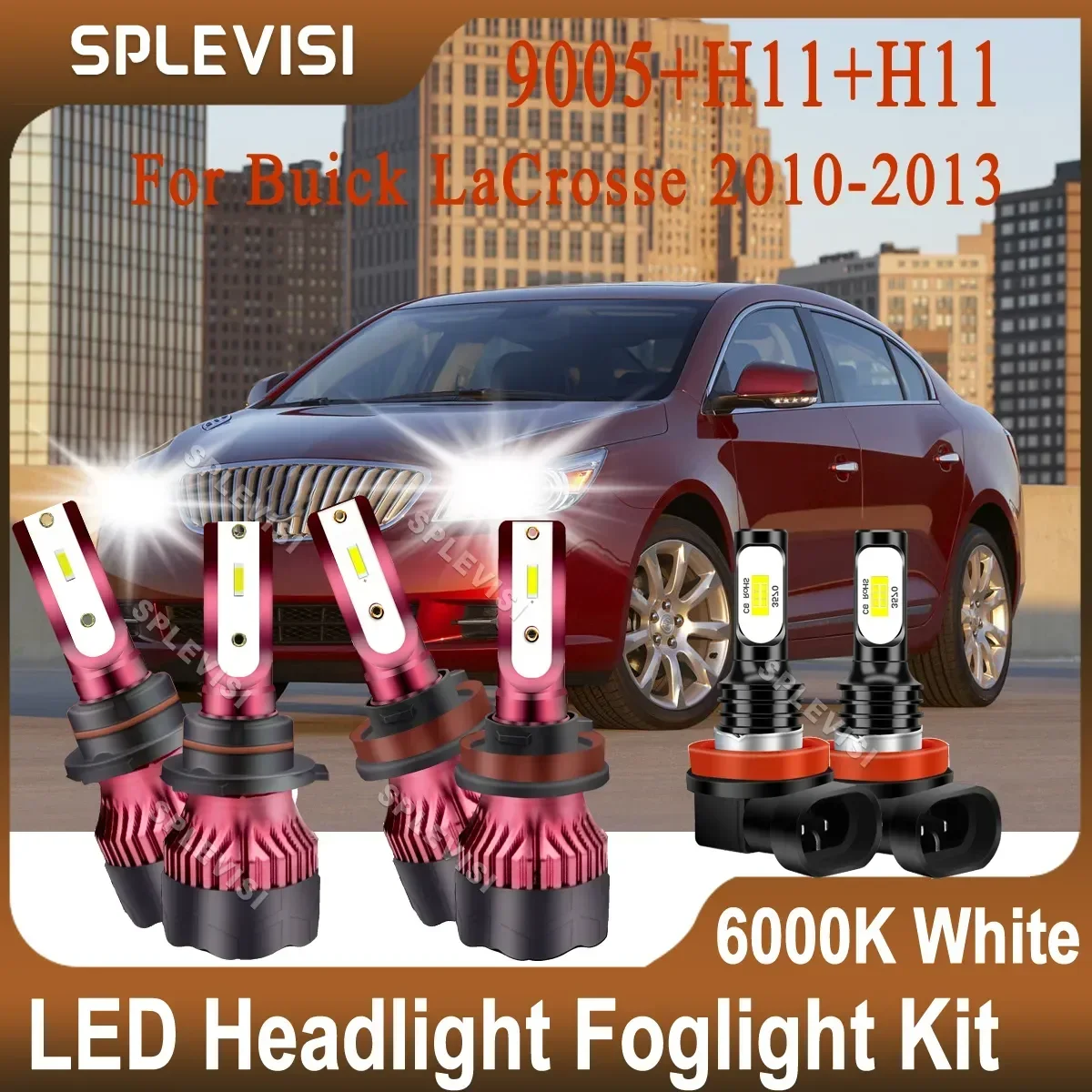 

Preium LED Car Light Bright White For Buick LaCrosse 2010 2011 2012 2013 High Beam 9005/HB3 Low Beam H11 Foglight H11