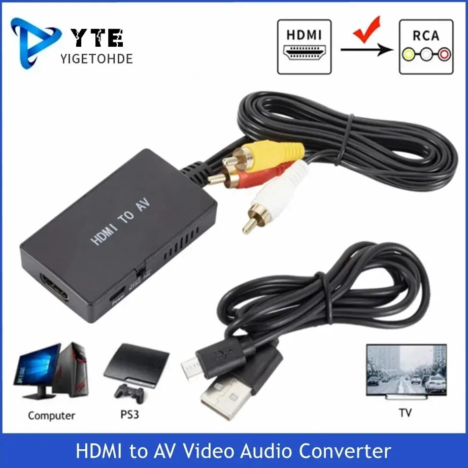 

YIGETOHDE HDMI to AV Converter HDMI Video Audio Adapter Supports PAL/NTSC Compatible For Apple TV DVD Blu-ray Player HD Box Ect