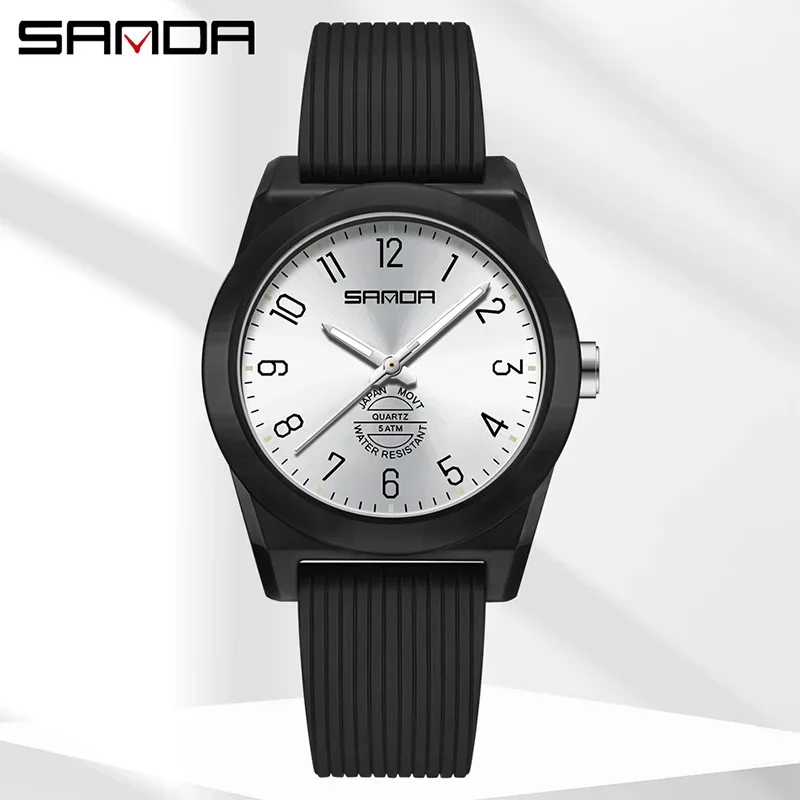 SANDA Women's Watch Fashion Quartz Student Wristwatch Arabic Numeral Dial Sports Waterproof Boy Girl Casual Clock Children Gifts