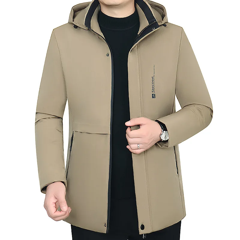 Men's Winter Fleece Cotton-Padded Jacket Thickened Warm Business Outerwear Middle-Aged Trendy Clothing