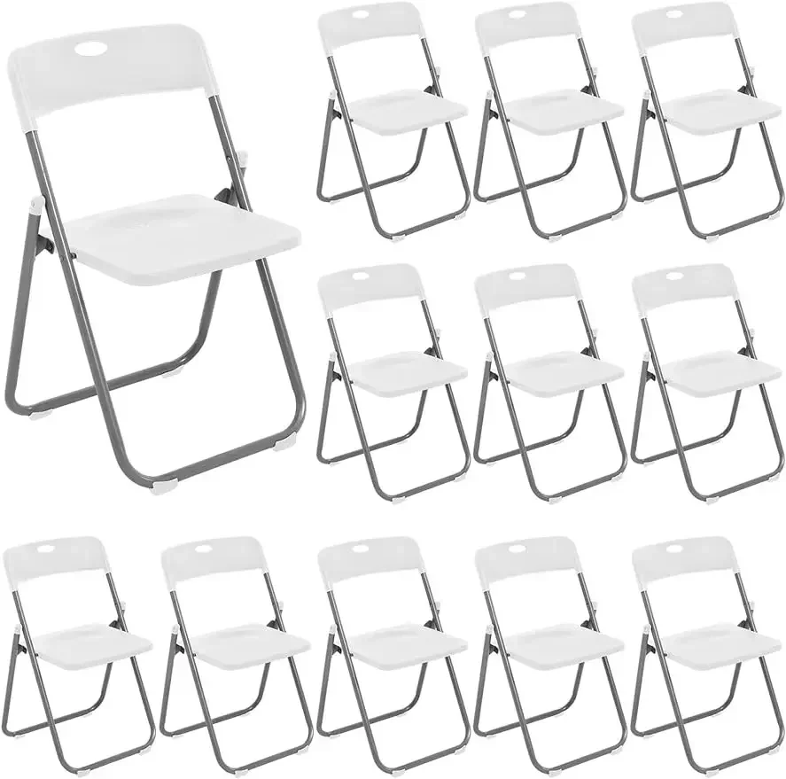 Kigley-Silla de plástico plegable apilable, evento plegable de metal, capacidad de 330 lb, paquete de 12