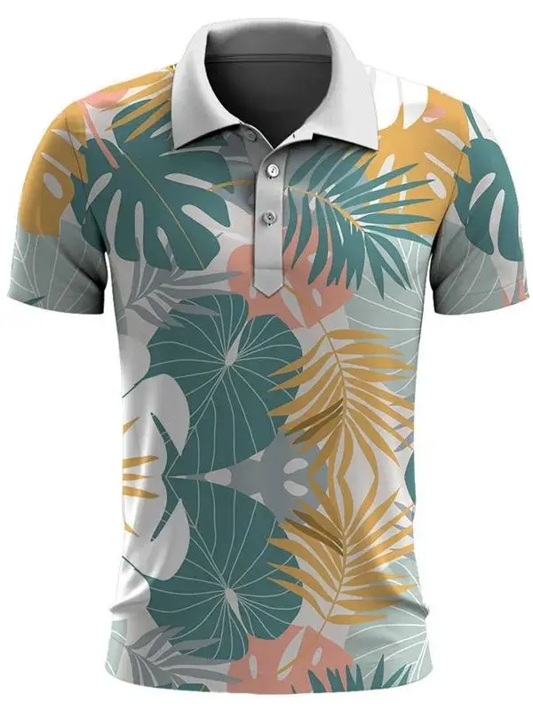 3D Printed Button Short Sleeve Men's Shirt Fashion Urban Style Polyester Fiber Standard Fit Short Sleeve Fashionable Urban Me...