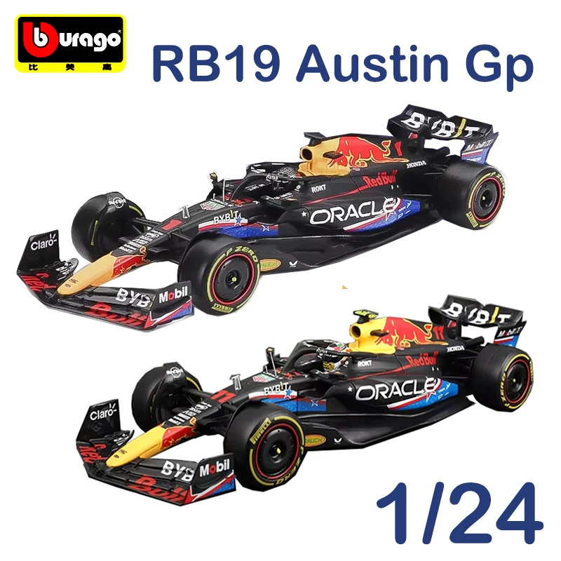 Bburago F1 1:24 Red Bull Rb19 Austin Gp aleación miniatura modelo fundido a presión Gran Premio de Estados Unidos (Austin) Rb19 modelo de coche Juguetes