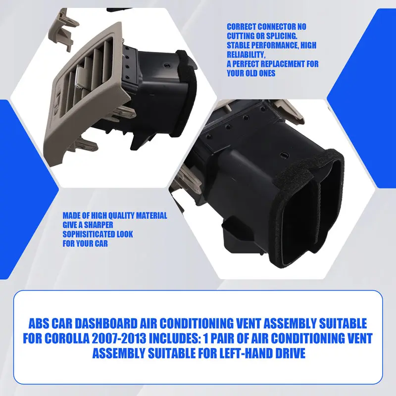 Montaje de salida de aire acondicionado para salpicadero de coche, Panel de ventilación izquierdo y derecho para Toyota Corolla 2007-2013, A/C, cubierta LHD