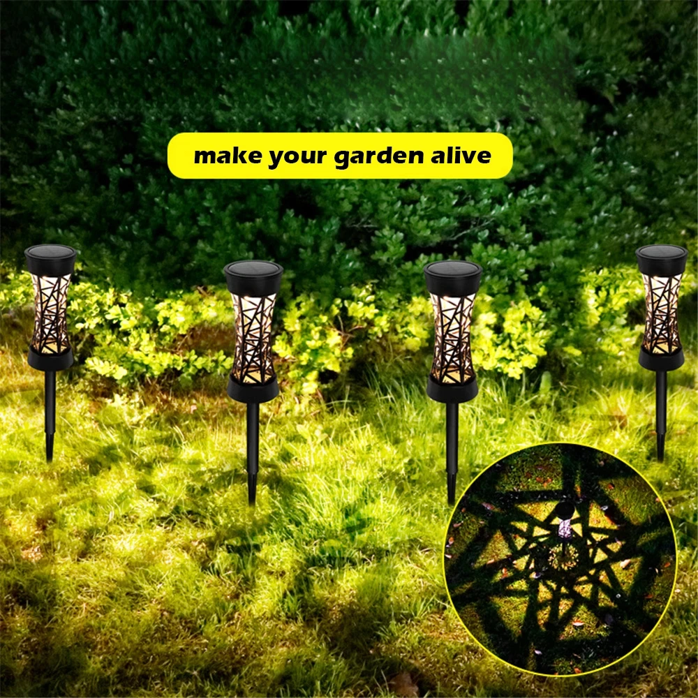 1-4Pack Solar Hollow Lights Outdoor Garden LED Solar Pathway Lights Waterproof Outside Decorative for Path Lawn Walkway 2 modes