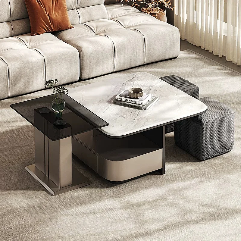 Italian Minimalist Living Room Coffee Table & TV Stand Set Designer Home Furniture