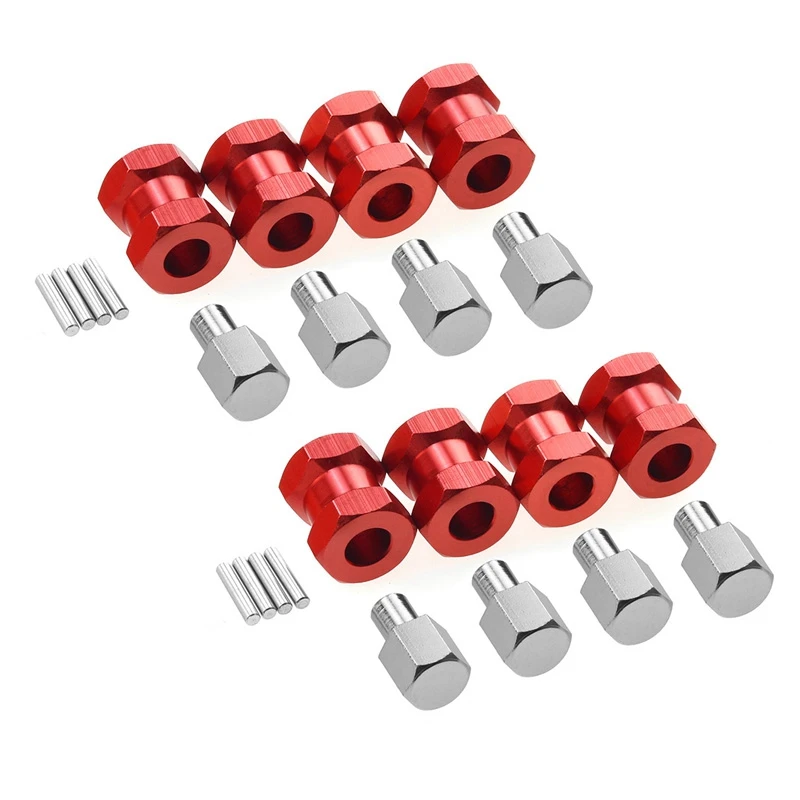 

2X RC Car Metal 12Mm Wheel Hex Hub 15Mm Extension Coupler For AXIAL SCX10 D90 CC01 F350 1/10 RC Crawler-Red