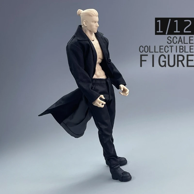 1/12 Scale Male Soldier Overcoat Pants Shorts Jacket Fur Collar Coat with Belt Wire Shaping for 6