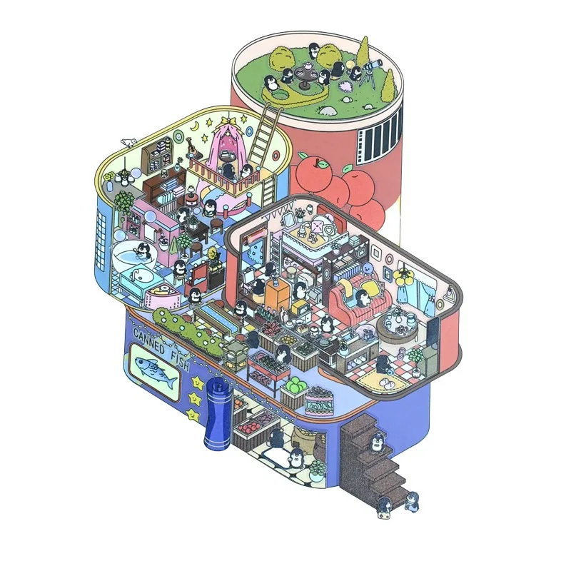 Миниатюрный пейзаж, уникальные красочные упакованные наклейки, интерактивные ручной работы для снятия стресса, новинка 2025 года