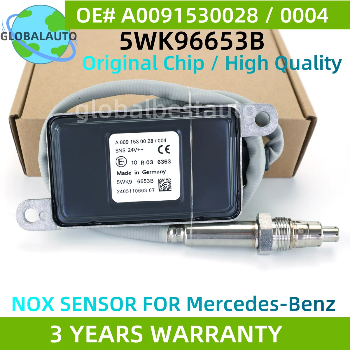 

5WK96653B A0091530028 Original New NOX Sensor Nitrogen Oxygen Sensor For Mercedes-Benz Actros MP4 EURO6 Truck 24V