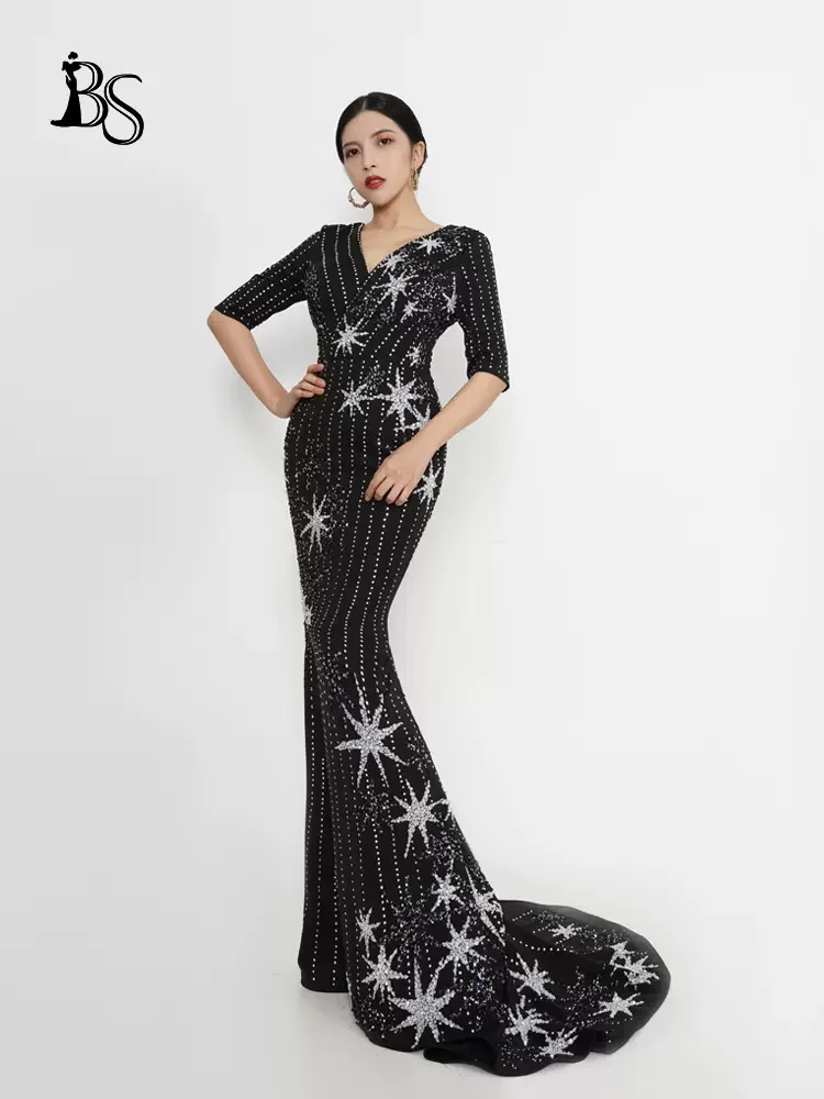 Baisha Elegant Party Dresses For Women 2024 V-Neck Show Performance Costumes Private Custom Evening Mermaid With Tail H175-1