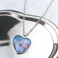 Kpop Demon Hunters Necklace Movie Anime Glass Heart Pendant Women Charms Accessories Creative Cosplay Birthday Party Gift