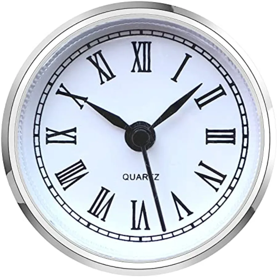 

Mini Clock Insert 2.4 Inch 61 mm Round Quartz Clock Fit-up Movement Miniature White Dial Tone Bezel Roman Numerals
