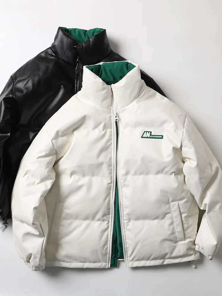 

Thiened Bread Sle down Jaet for Men Outdoor Windproof Waterproof Stand Collar Casual Outerwear Trendy White Du down