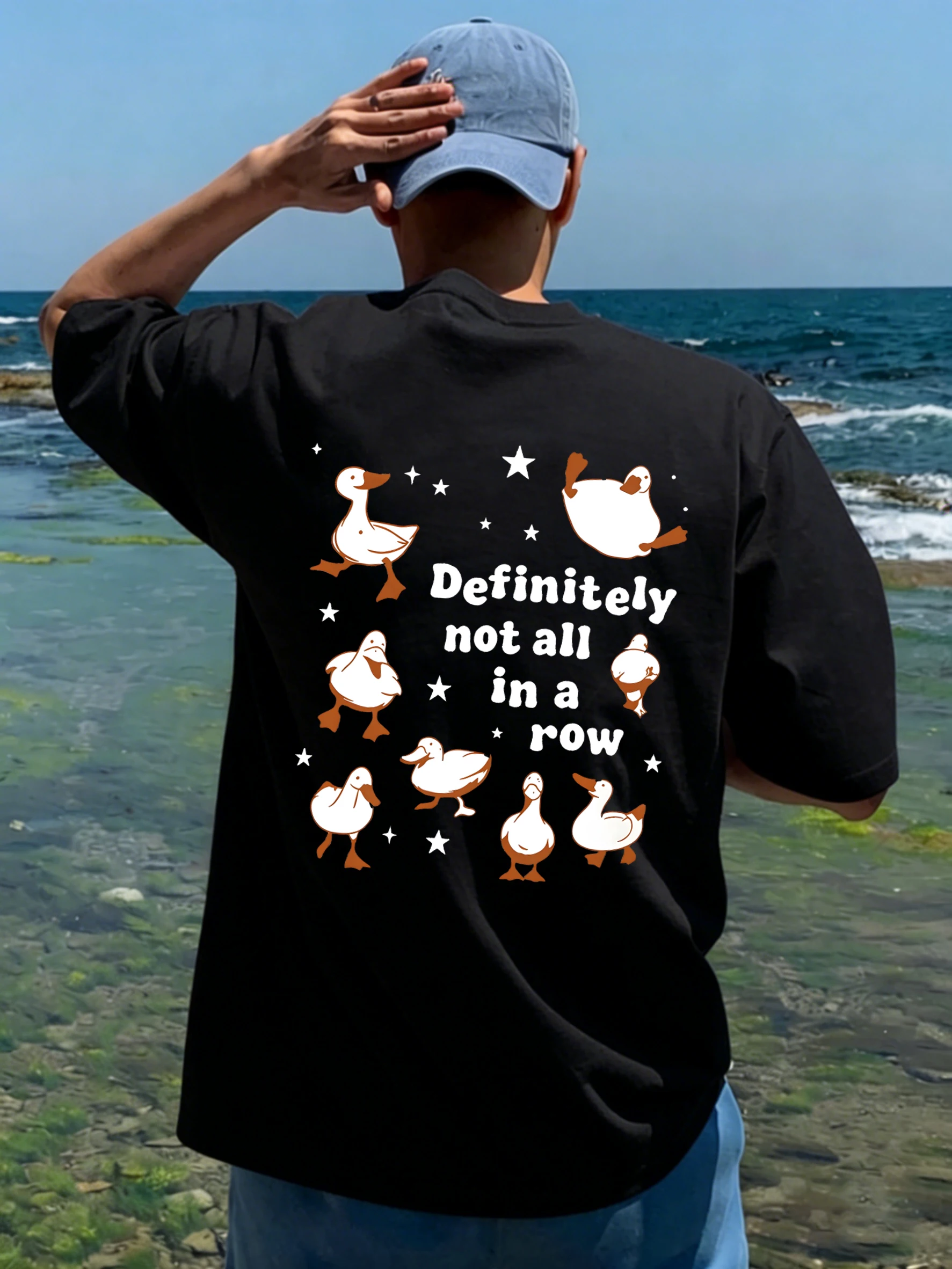 Definitely Not All In A Row Prints Unisex Daily Tee Cotton Summer T Shirt Loose High Street Short Sleeve Soft Hip Hop Tops Man