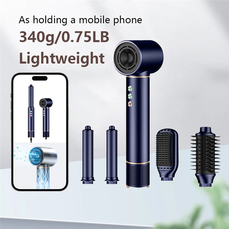 

A7THK-5-In-1 Negative Hair Dryer Hair Dryer Brush Automatic Air Curling Iron EU Plug