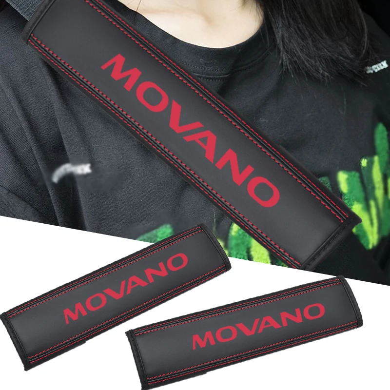 

2pcs Leather For Opel Movano Logo Car Seat Belt Universal Safety Belt Cover Shoulder Strap Covers Protector Pad Accessories