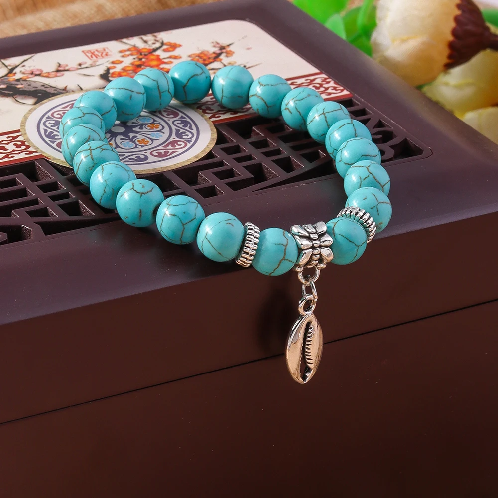 Aihua neue türkis farbene Stein perlen Armbänder für Frauen Männer Naturstein Charm Armband Armreifen Armband Modeschmuck Großhandel – Detail 14
