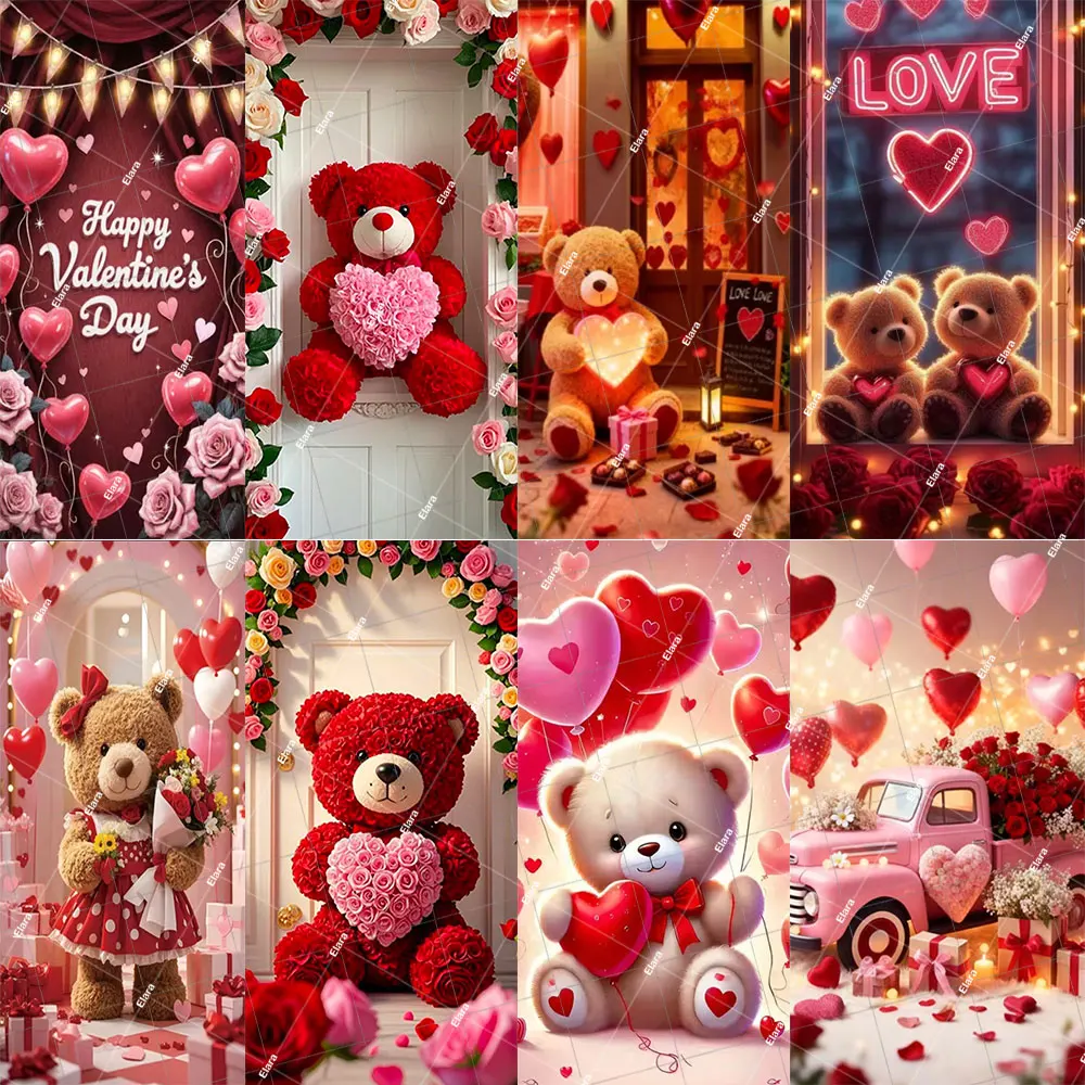 

Romantic Valentine's Day Party Porch Decoration Door Banner 14-Feb Teddy Bear Love Proposal anniversary Couple Celebration