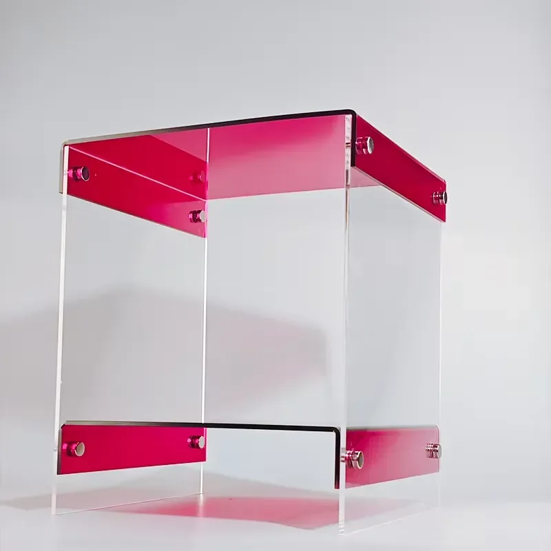 Acrylic transparent side table, light luxury modern bedside table, living room sofa side table, double-layer storage table