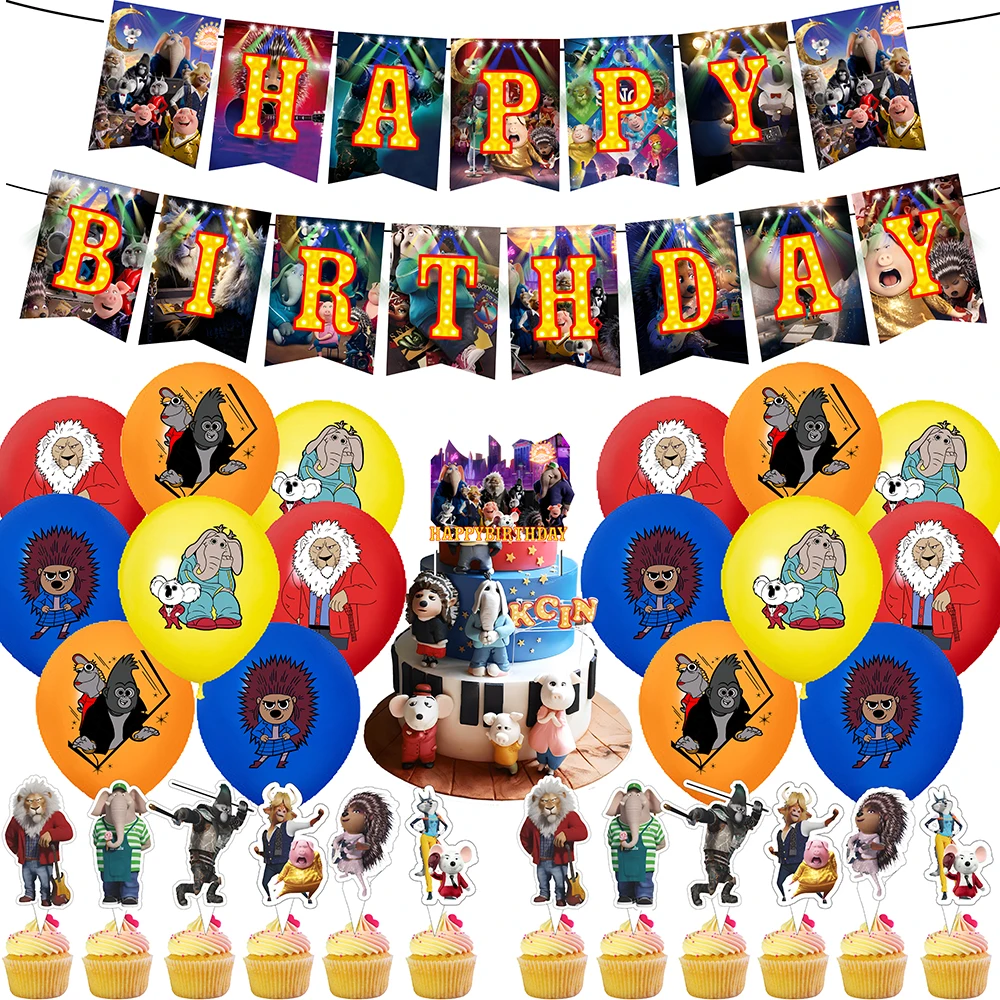 New Cartoon Happy Good Sound Animal Sing Theme Birthday Party Decoration Balloon Backdrop Cake Supplies Baby Shower