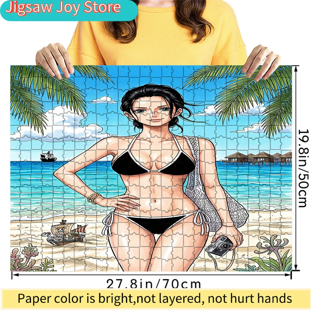 

Коллекционный пазл из бумаги с изображением Нико Робин в пляжном бикини, персонаж аниме-археолога, подарок для фанатов