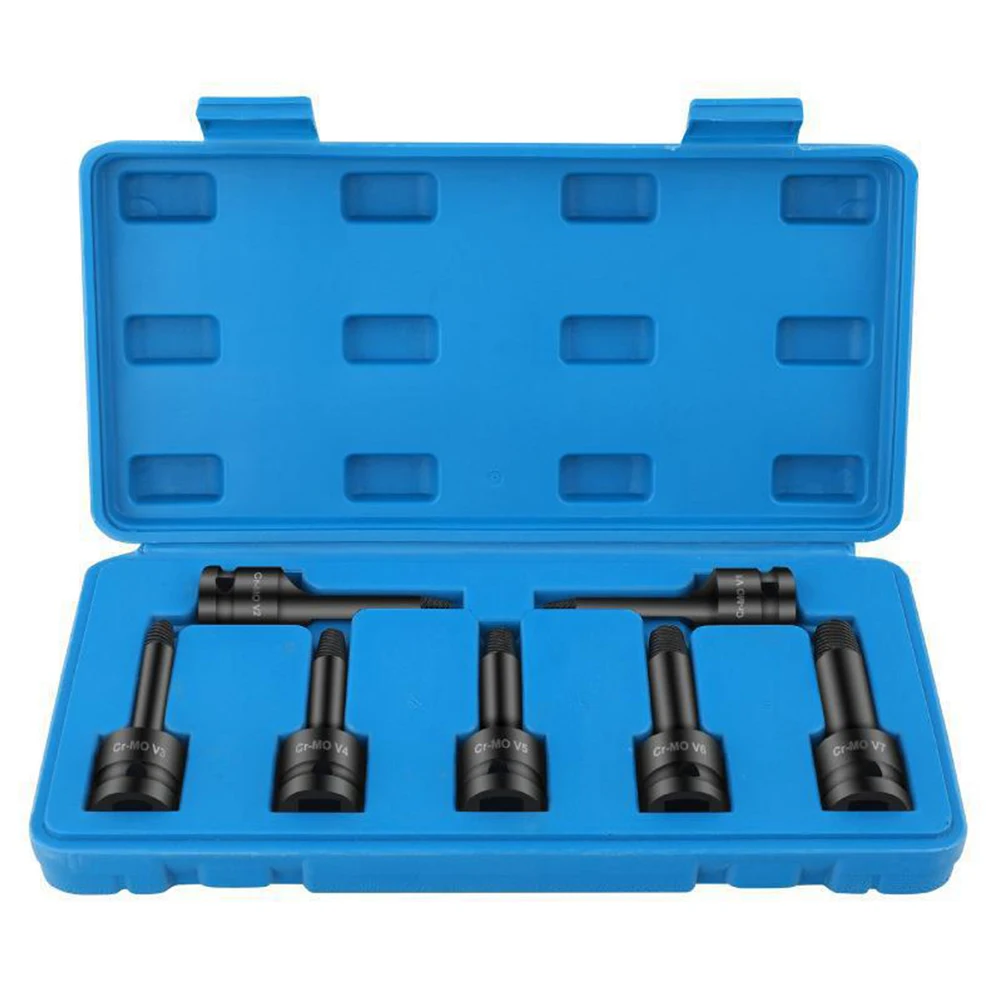 Premium Carbon Steel Extractor Set Remove Broken Bolts and Pipes with Confidence 7pcs Set for Screw Extraction