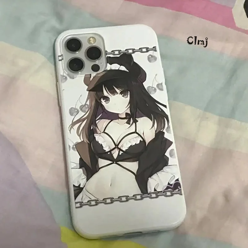 Clmj Anime Punk Girl Phone Case For iPhone 11 13 12 Mini 14 Plus 15 Pro XR X XS Max 7 8 Se 2020 Silicone Phone Cover iPhone Case